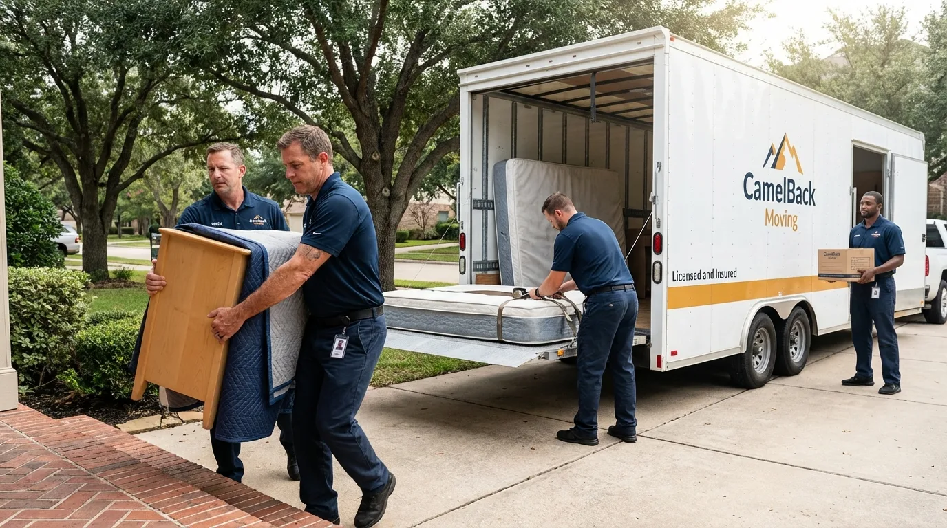 Crew loading residential truck for cross-state move from Zeigler, IL