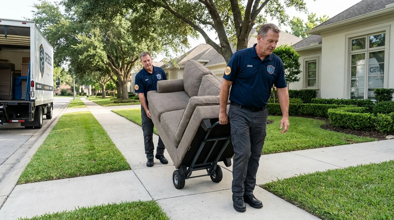Local residential moving crew loading furniture in Zeigler, IL